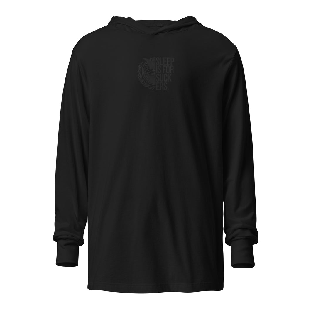 Black on Black Hooded long-sleeve tee